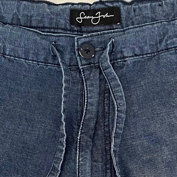 Sean John Mens Jean Shorts Size 40 Blue Wash Denim Loose Fit Wide Leg Streetwear - Picture 5 of 8